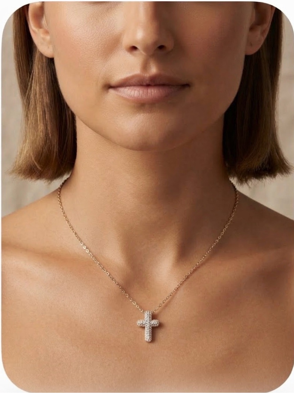 Authentic Argento Vivo 14K Gold Plated Cubic Zirconia Cross Necklace